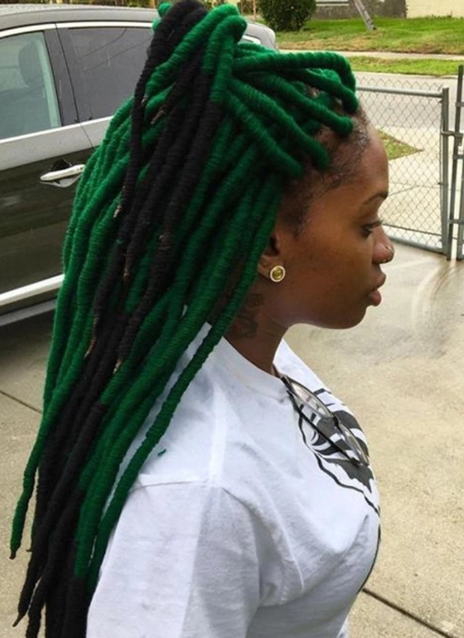 green Wool dreadlock style